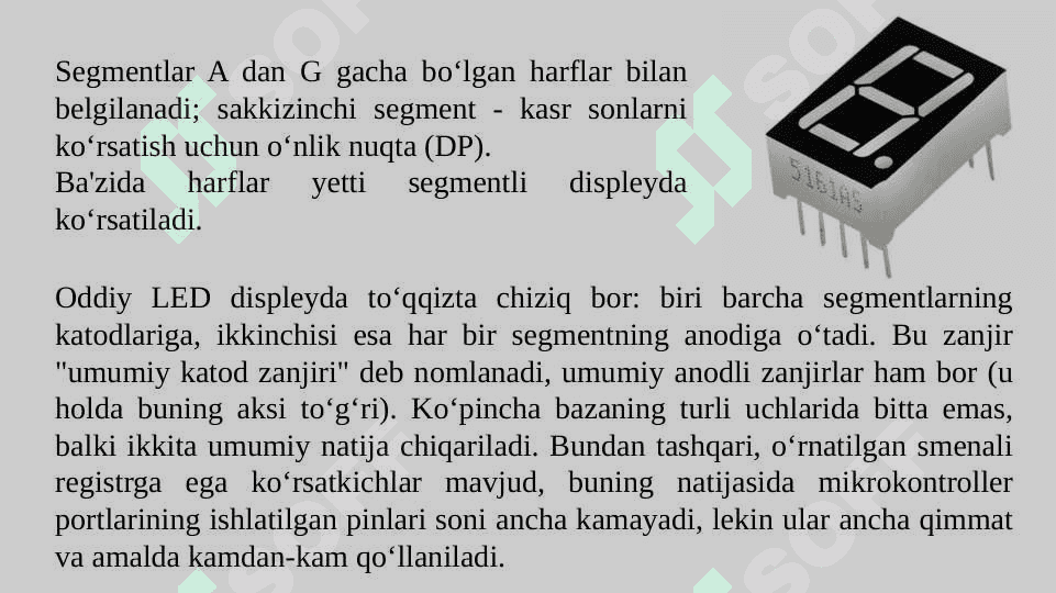 1 va 4 razryadli, 7ta segmentli indikatorlar 3