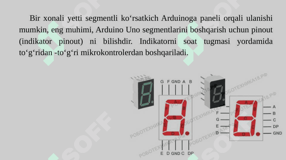 1 va 4 razryadli, 7ta segmentli indikatorlar 4