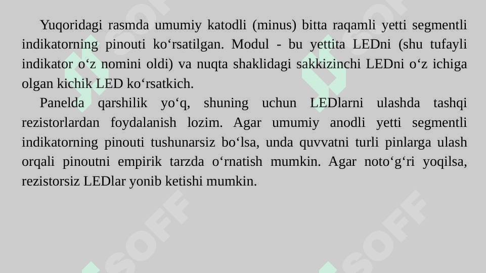 1 va 4 razryadli, 7ta segmentli indikatorlar 5