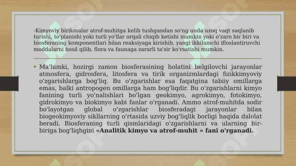 ANALITIK KIMYO VA ATROF MUHIT FANIGA KIRISH 6