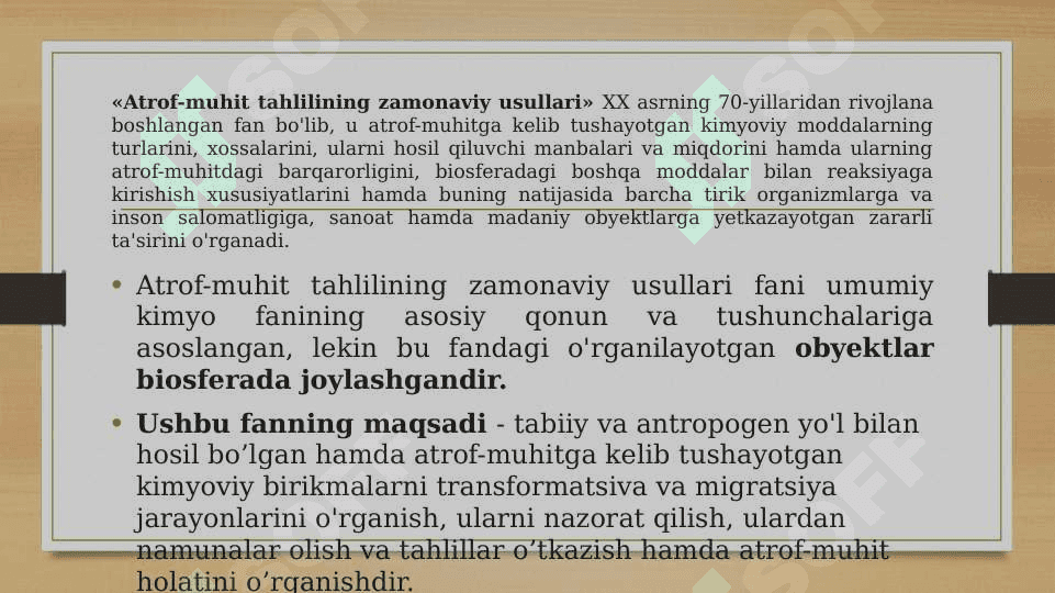 ANALITIK KIMYO VA ATROF MUHIT FANIGA KIRISH 7