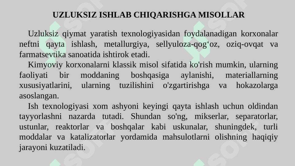 UZLUKSIZ ISHLAB CHIQARISHNI BOSHQARISH 6