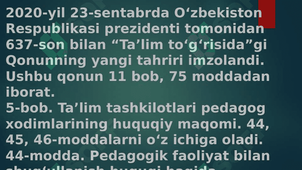 Pedagogik faoliyatning kasbiy huquqiy asoslari 2
