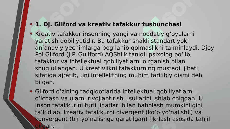 Gilfordning «Kreativ tafakkur» testi 2