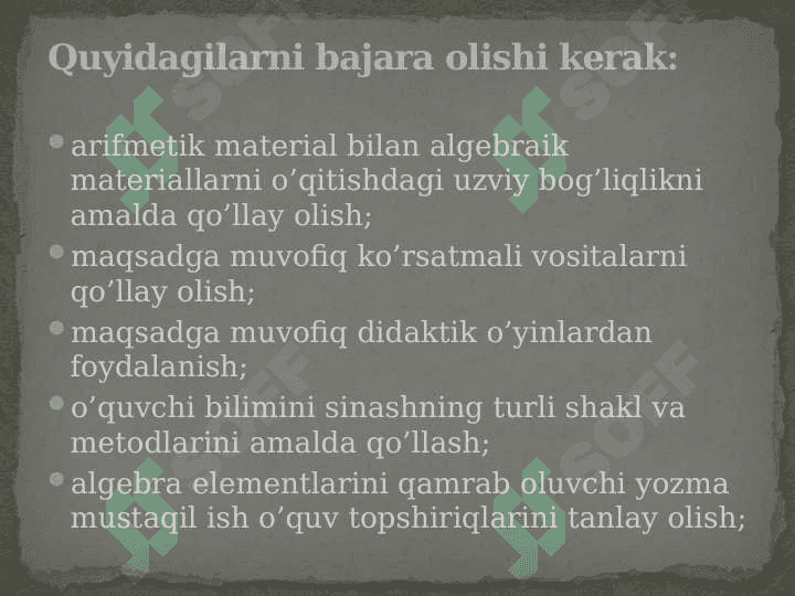 ALGЕBRAIK MATЕRIALLARNI O‘RGATISH MЕTODIKASI 6
