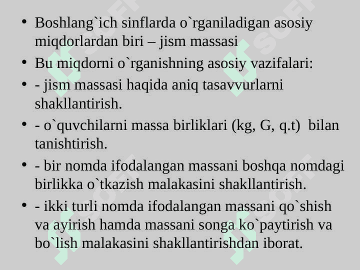 Massa o‘lchov birliklarini o‘rganish metodikasi 3