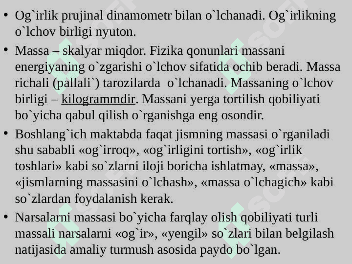 Massa o‘lchov birliklarini o‘rganish metodikasi 5
