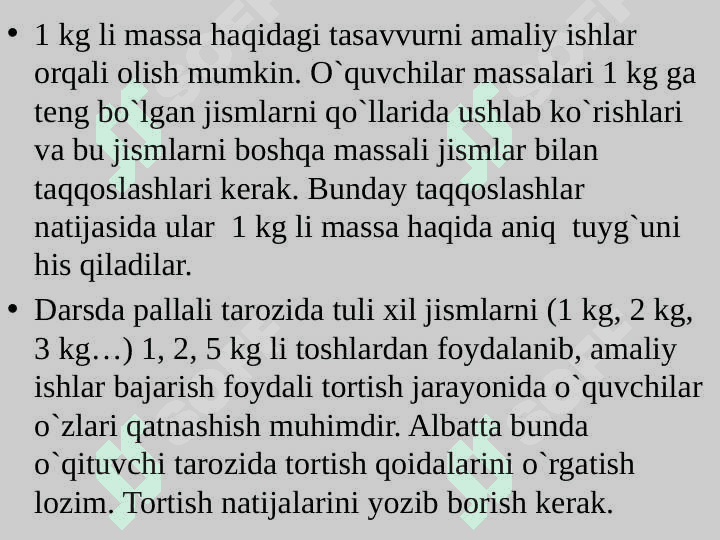 Massa o‘lchov birliklarini o‘rganish metodikasi 6