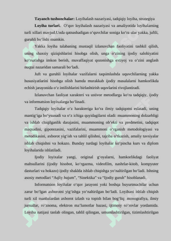 Ta’limning Loyiha texnologiyasi 2