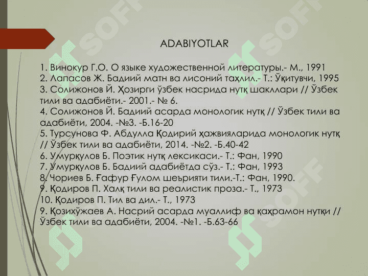 Badiiy nutqning obrazliligi, emotsionalligi va differensiatsiyalanganligi. 3