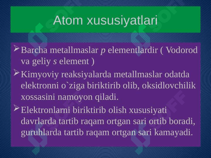 Metallmaslar. Uglerod guruhi elementlariga umumiy tavsif. 3