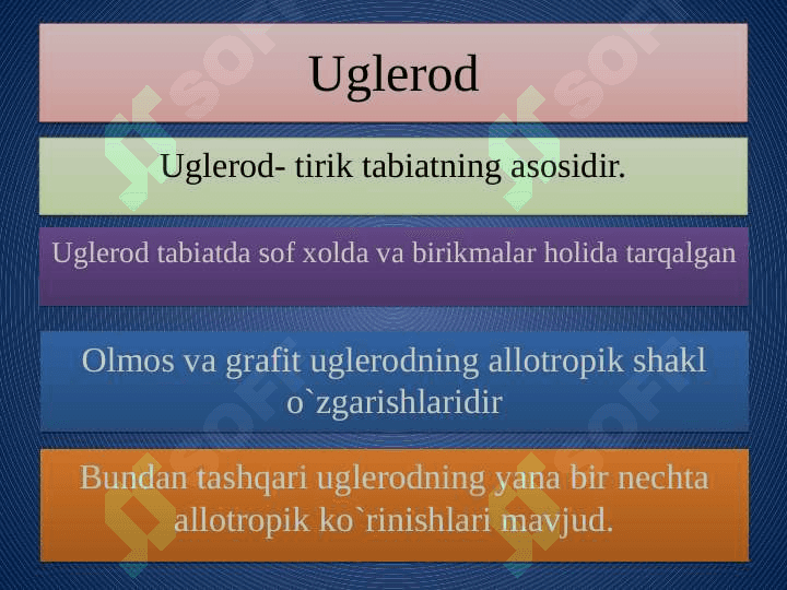 Metallmaslar. Uglerod guruhi elementlariga umumiy tavsif. 8