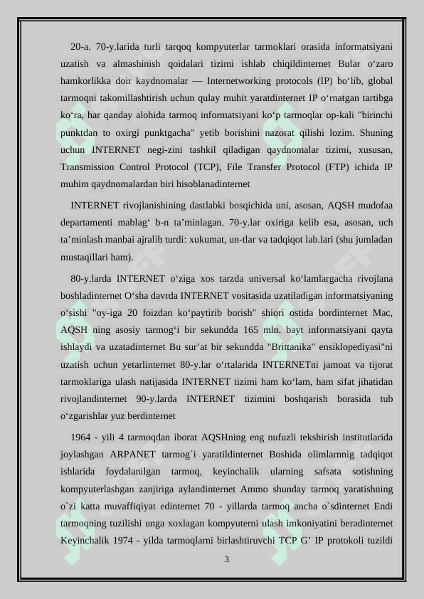 Internet tarixi va inda ishlash 3