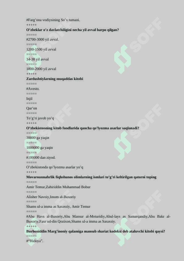 Milliy g’oya tarixi va nazariyasi fanidan test 150 ta 3