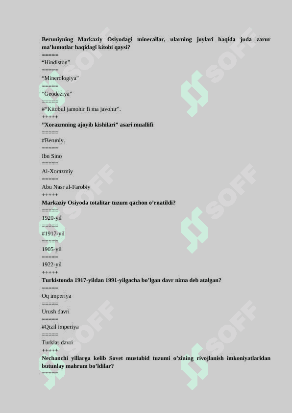 Milliy g’oya tarixi va nazariyasi fanidan test 150 ta 8