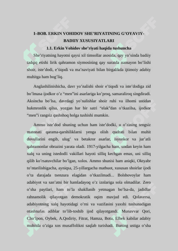 ERKIN VOHIDOV SHE’RIYATINING G’OYAVIY-BADIIY XUSUSIYATLARI 6