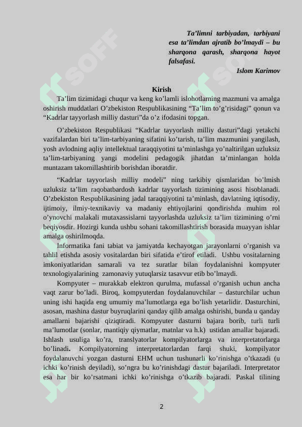 Paskal dasturlash tilida chiziqli dasturlar tuzish 2