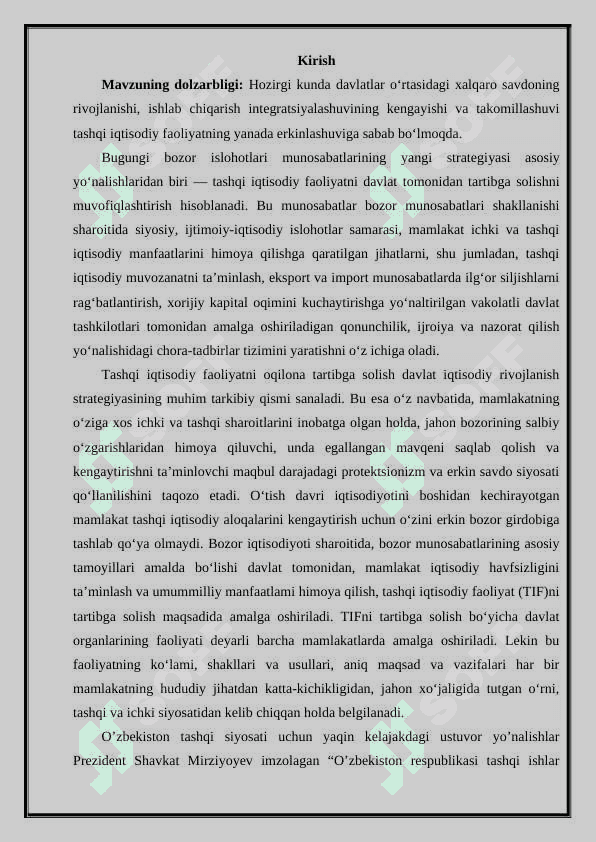 O'zbekiston Respublikasining tashqi savdo siyosati 3