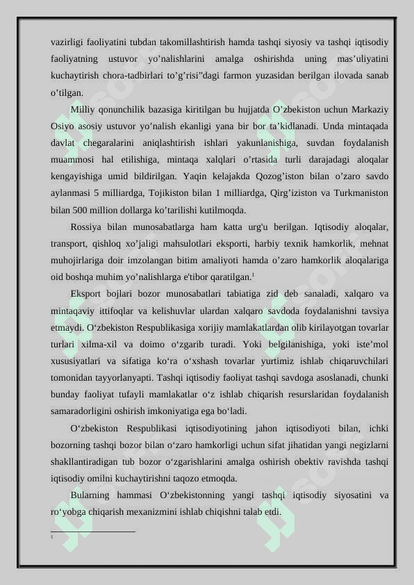 O'zbekiston Respublikasining tashqi savdo siyosati 4