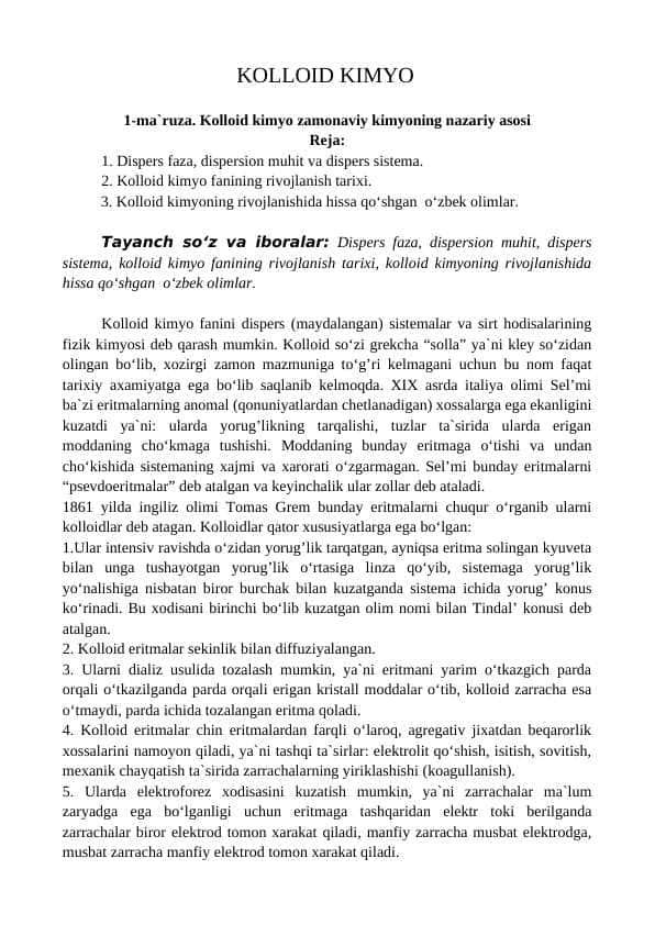 KOLLOID KIMYO