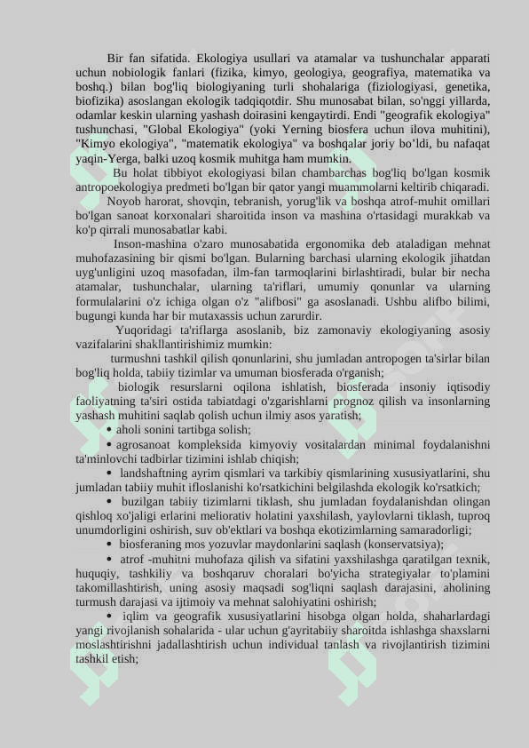 EKOLOGIYA VA TABIATNI MUHOFAZA QILISH 7