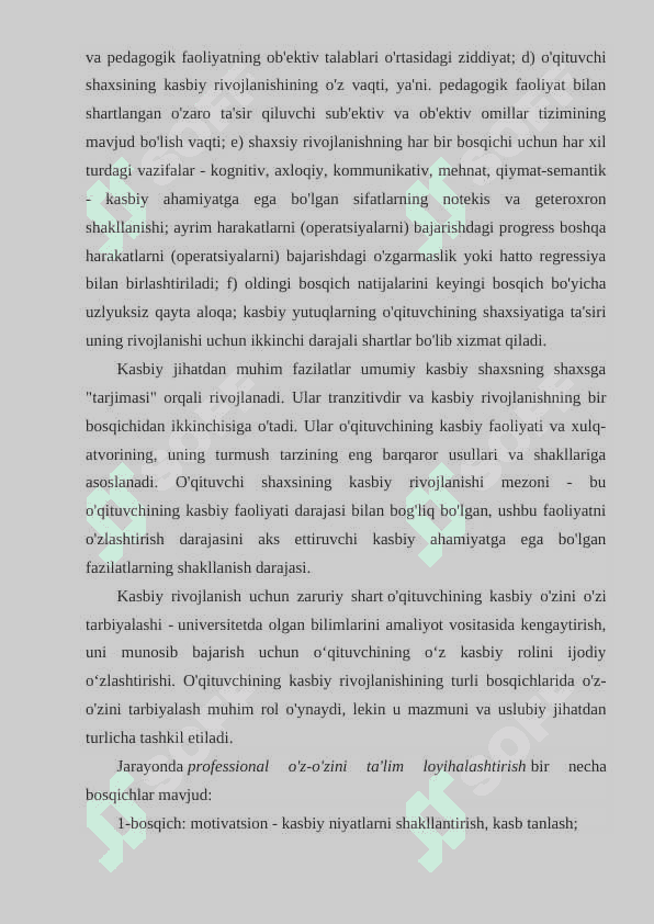O'qituvchining kasbiy shakllanishi bosqichlari 2