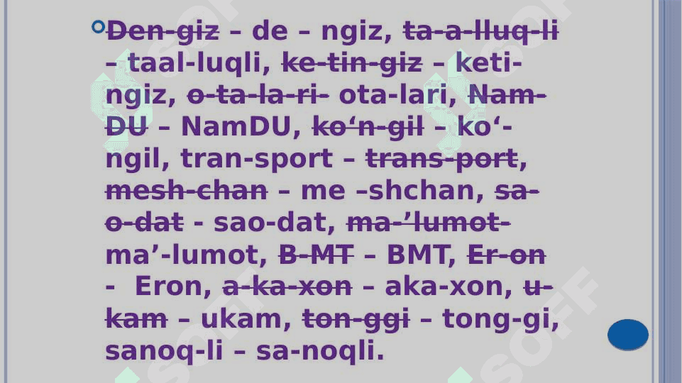 Imlo qoidalarini takrorlash 3