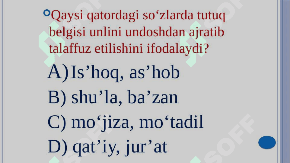 Imlo qoidalarini takrorlash 4
