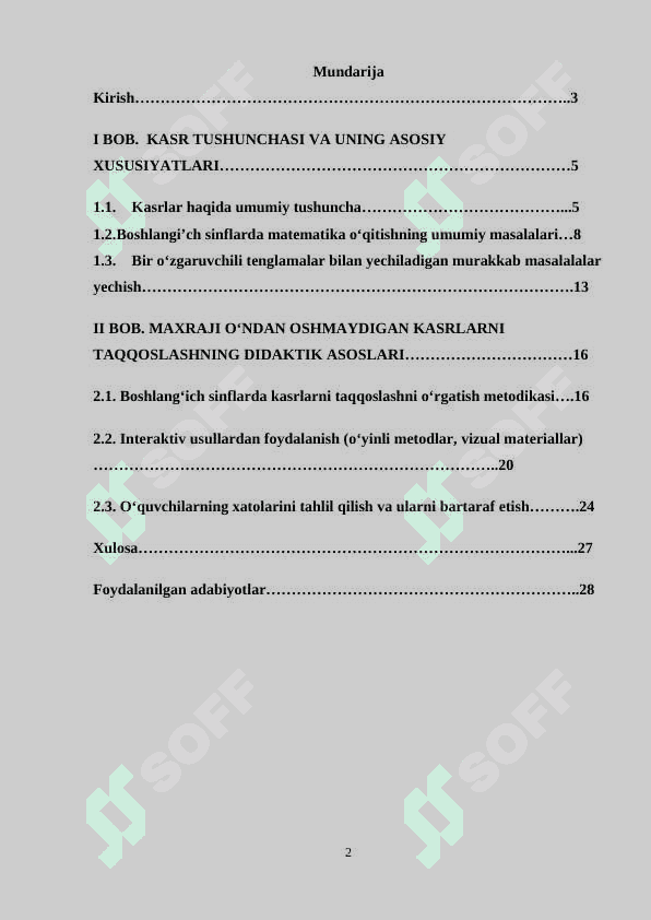 MAXRAJI 10 DAN OSHMAGAN KASRLARNI TAQQOSLASH. 2
