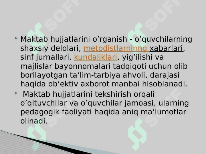 Maktab hujjatlarini o’rganish va tahlil qilish 2