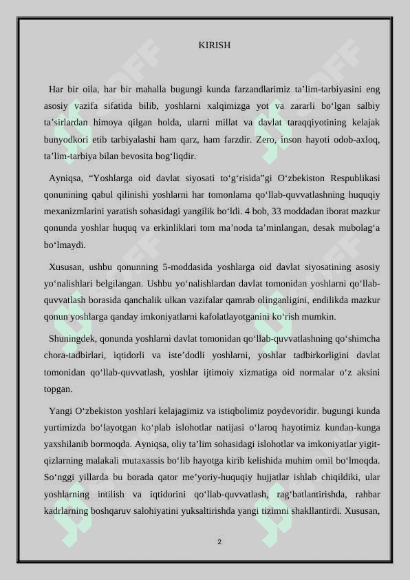 Amaliyot hisoboti mukammal 2
