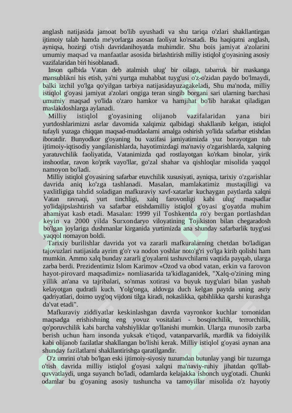 MILLIY ISTIQLOL G`OYASINING MAQSAD VA VAZIFALARI 2