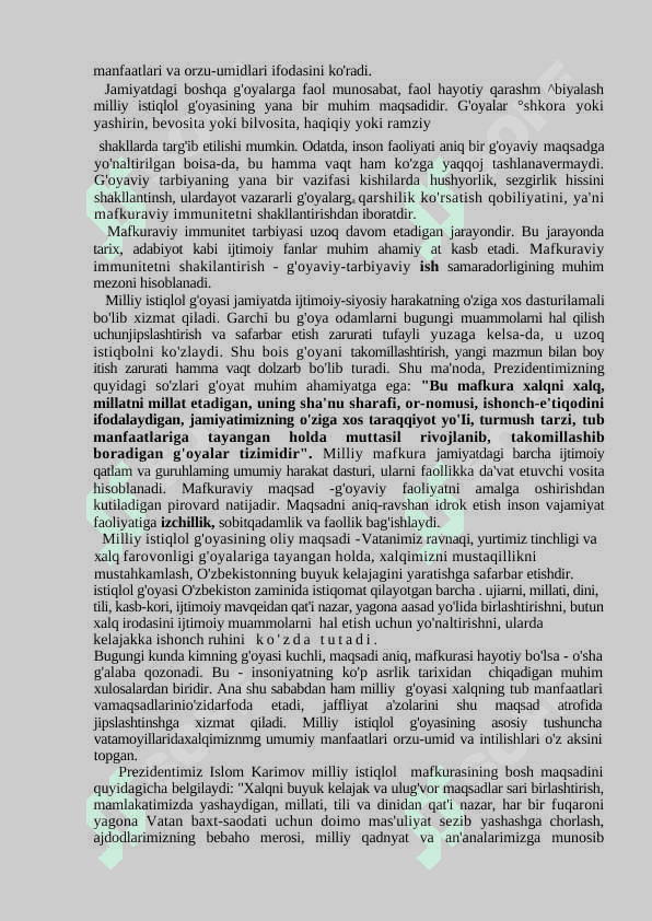 MILLIY ISTIQLOL G`OYASINING MAQSAD VA VAZIFALARI 3