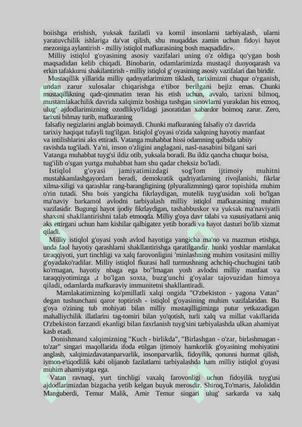 MILLIY ISTIQLOL G`OYASINING MAQSAD VA VAZIFALARI 4
