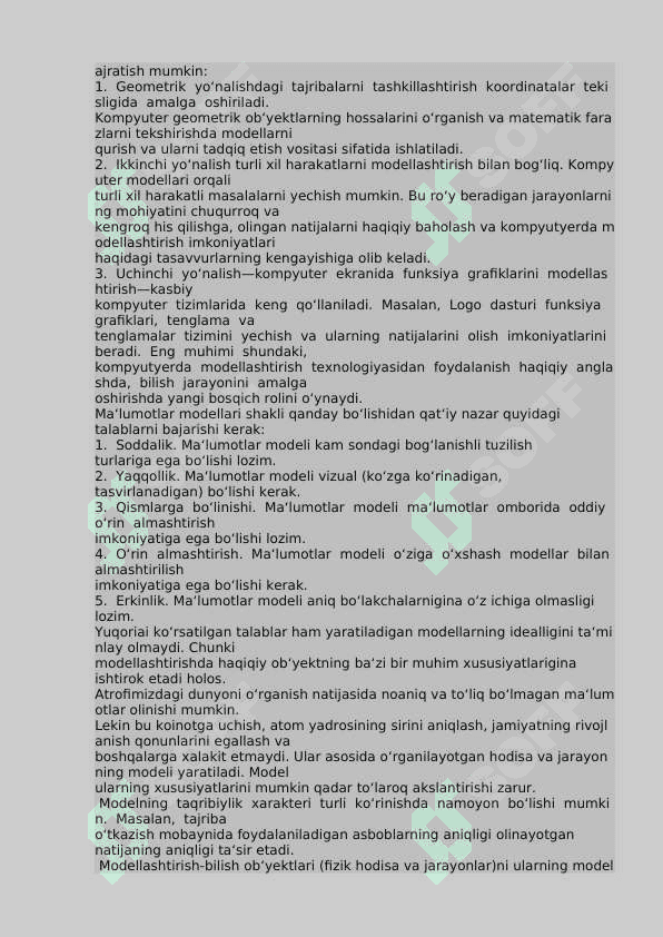Kompyuterli modellashtirish va uning dasturiy vositalari 2