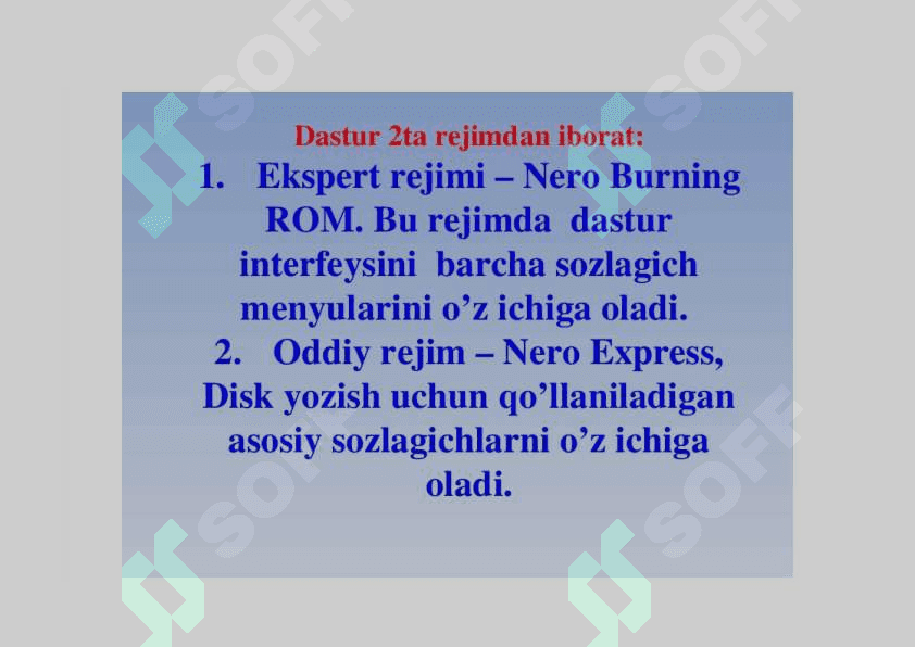 Nero dasturi va uning imkoniyatlari 4
