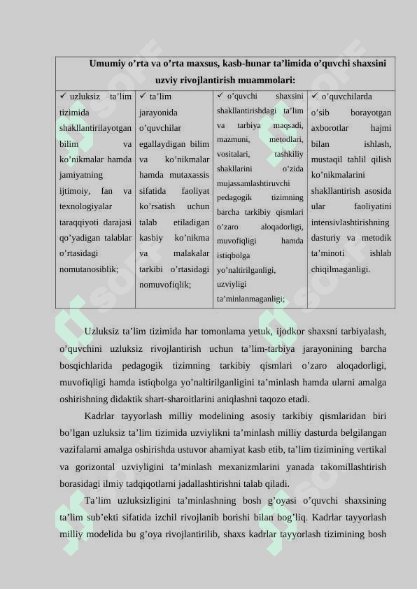 UZLUKSIZ TA’LIM TIZIMIDA TA’LIM – TARBIYA JARAYONINI MODERNIZATSIYALASH YO’NALISHLARI 3