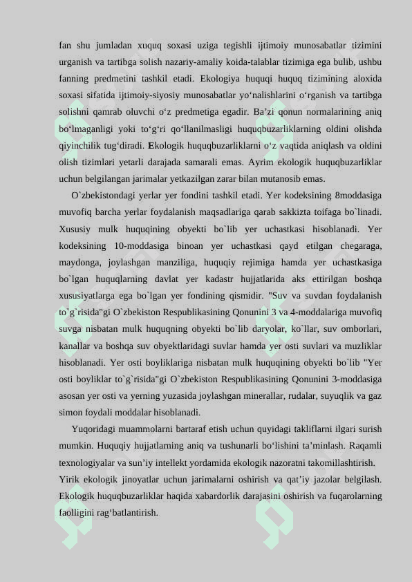 EKOLOGIK QONUNCHILIKNI BUZGANLIK UCHUN YURIDIK JAVOBGARLIK SAMARADORLIGINI OSHIRISH MUAMMOLARI 4