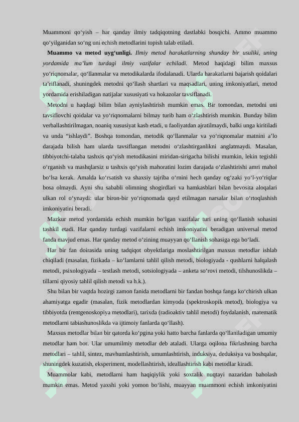 MUAMMO VA DALIL ILMIY TADQIQOTNING BOSHLANGʻICH ASOSI 2