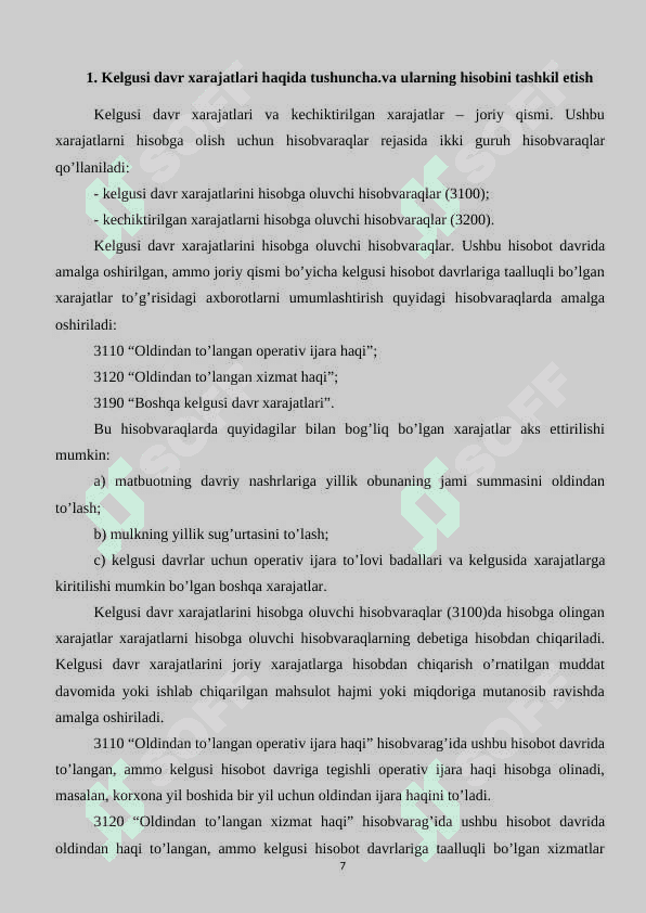 Kelgusi davr xarajatlari xisobi 7
