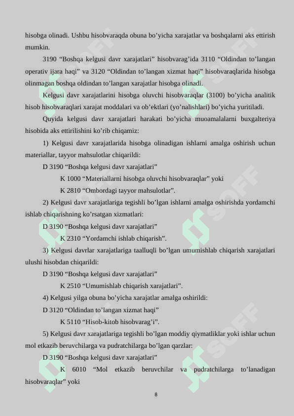 Kelgusi davr xarajatlari xisobi 8
