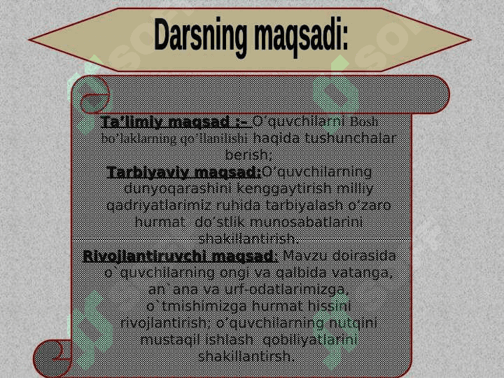 Bosh bo’laklarning qo’llanilishi 3