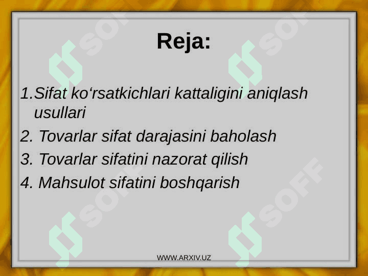 mahsulot sifati va uni boshqarish usullari 2