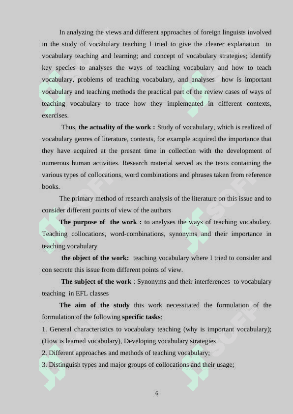 SYNONYMS AND THEIR INTERFERENCE TO VOCABULARY TEACHING IN EFL CLASSES 6