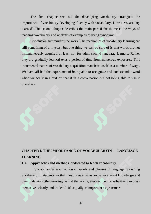 SYNONYMS AND THEIR INTERFERENCE TO VOCABULARY TEACHING IN EFL CLASSES 8
