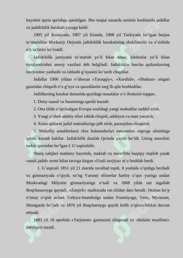 Jadid- ma’rifatparvarlаrining o’lka ijtimoiy man’aviy  hayotida tutgan o’rni 3