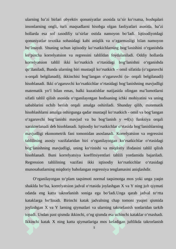 TIJORAT FAOLIYATIDA REGRESSION TAHLILDAN FOYDALANISH 5