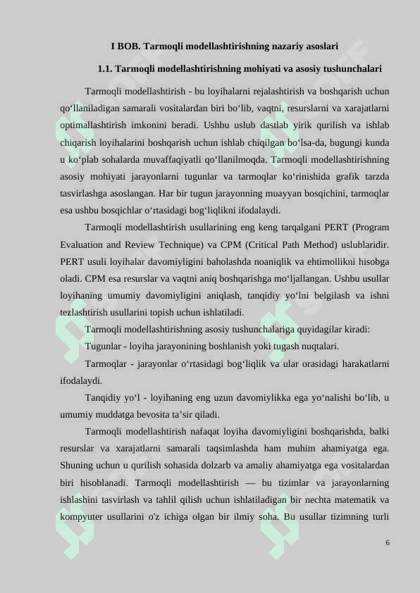 QURILISH TASHKILOTLARI FAOLIYATIDA TARMOQLI MODELLASHTIRISHDAN FOYDALANISH 6