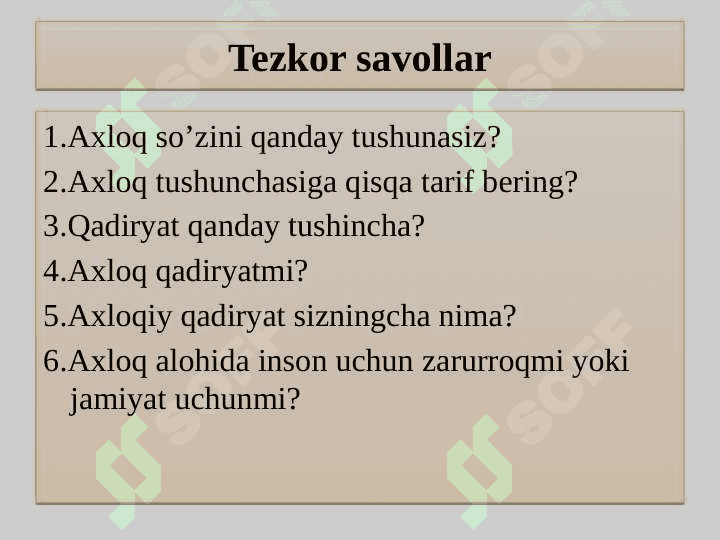 Etikaning mohiyati va ahamiyati. 3