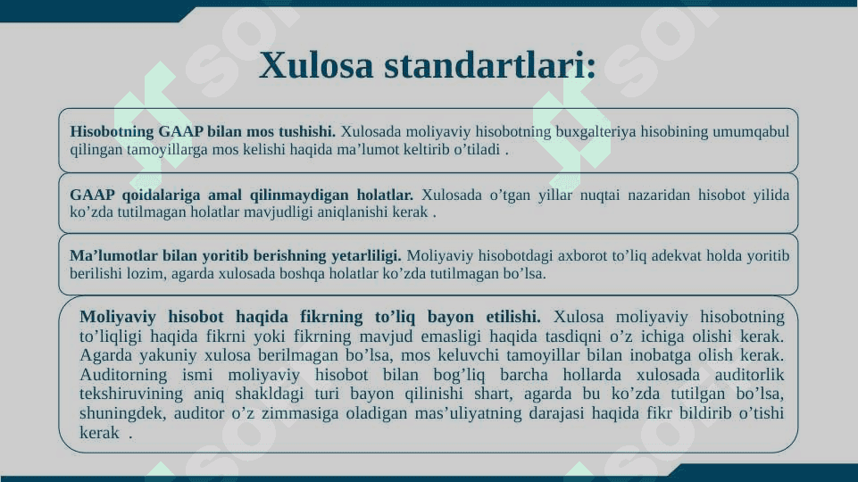 Asosiy Auditning xalqaro standartlarining qisqacha mazmuni 7